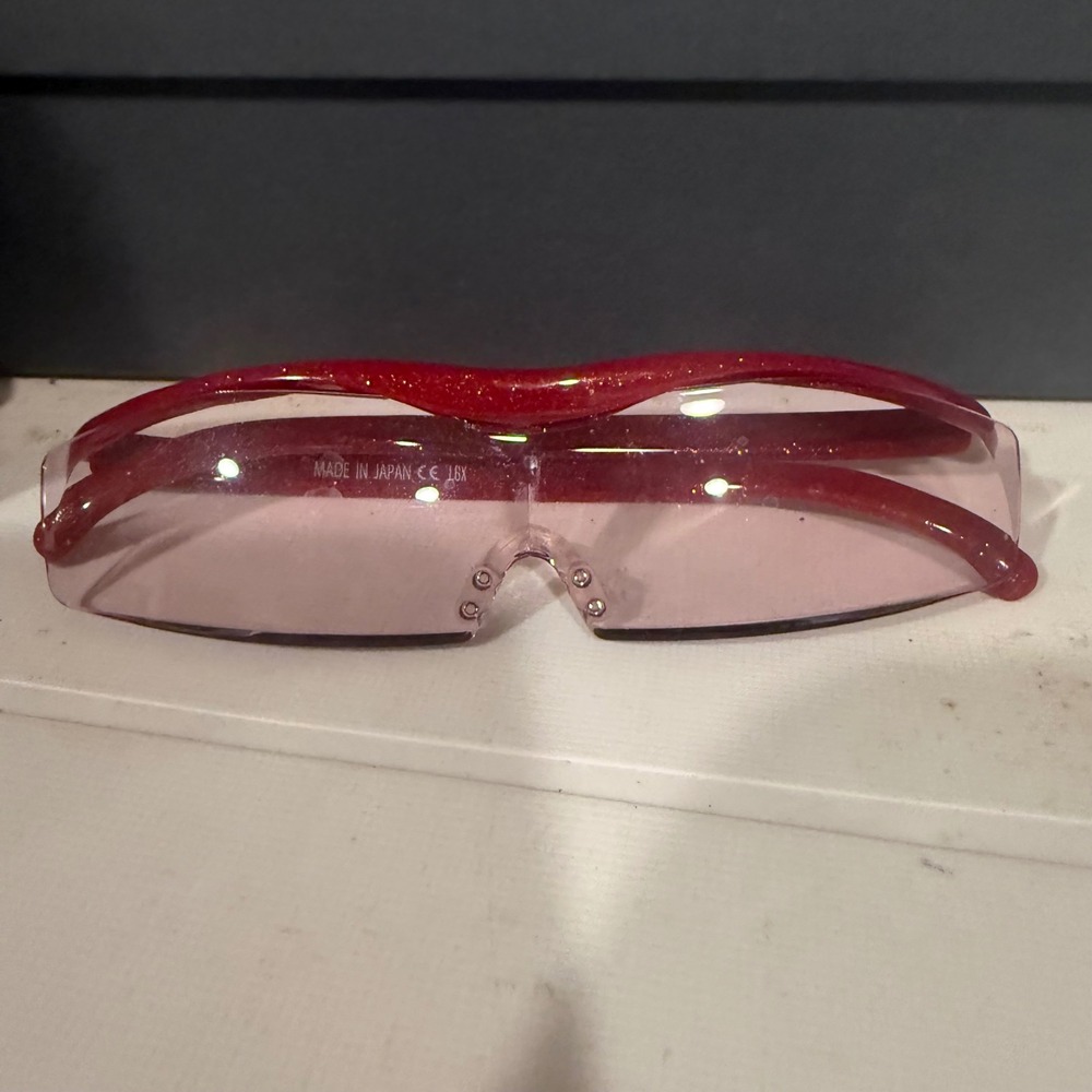 Hazuki Magnifying Glasses Unisex OS Red Glitter Excellent 1.6X Japan Loupe Case